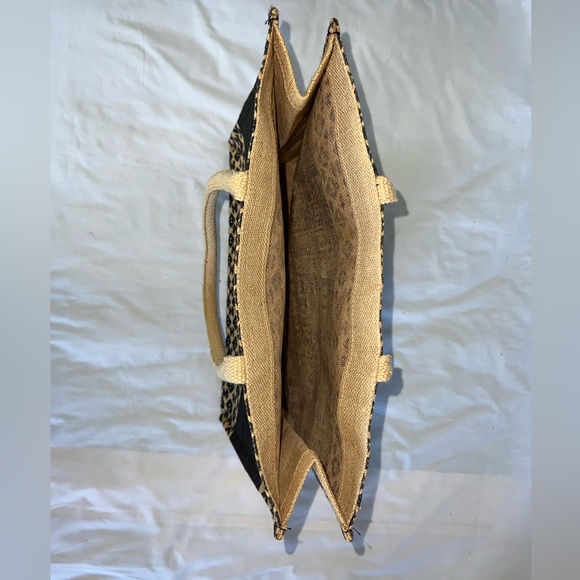 New Magnolia Home by Joanna Gaines black print burlap large tote bag - Picture 4 of 9